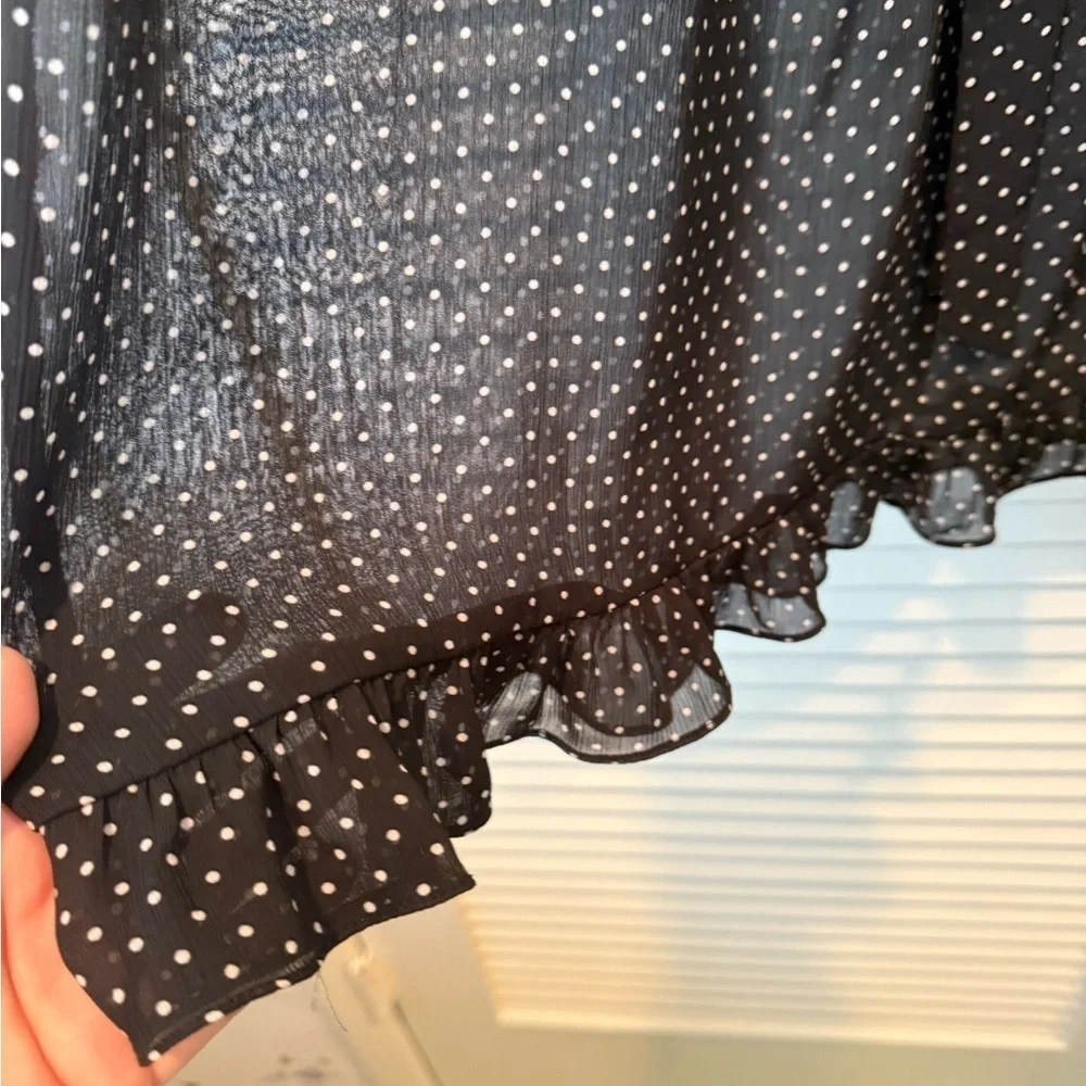 Merona Short Sleeve Black and White Sheer Polka Dot Dress